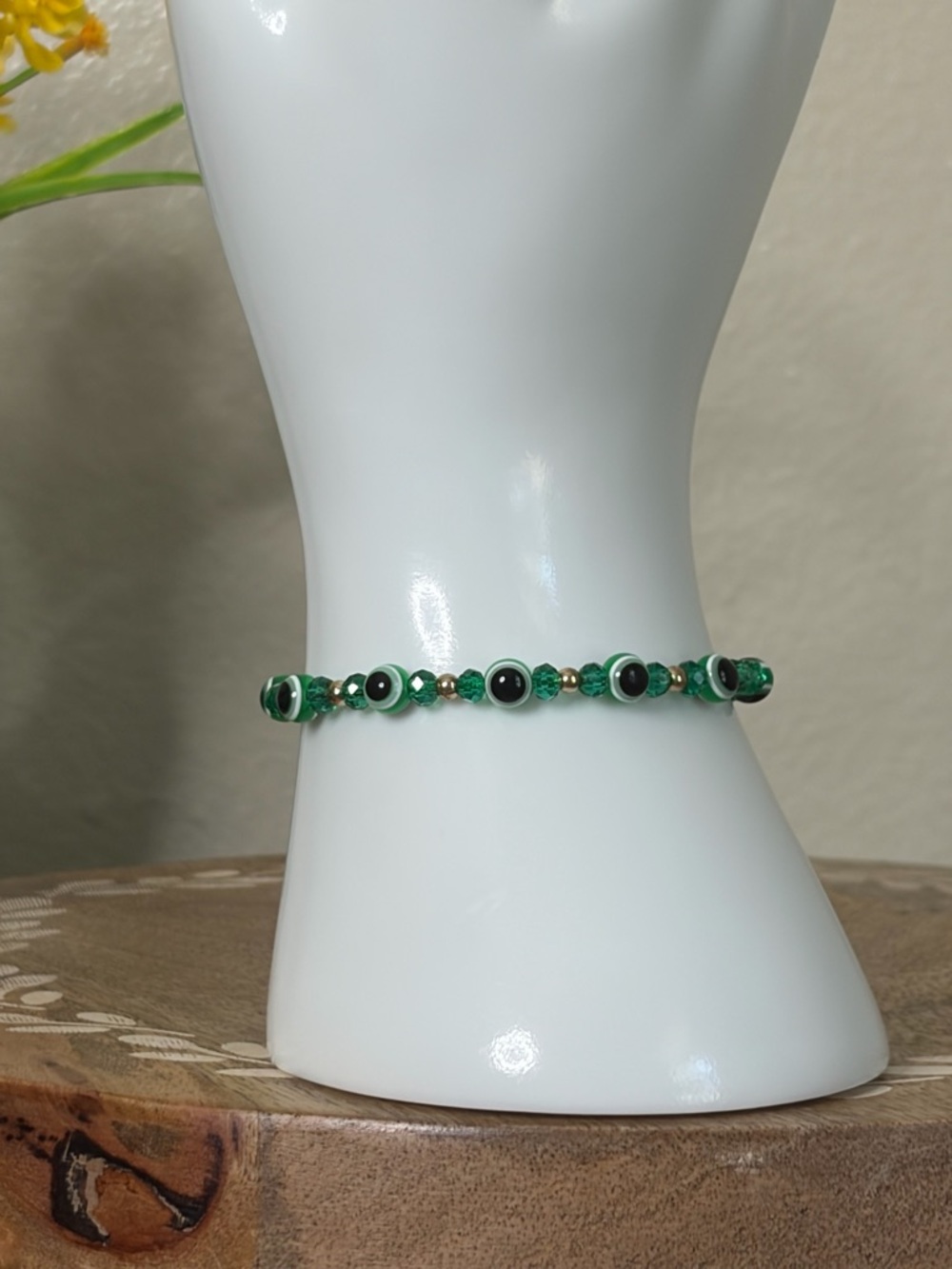 Green Evil Eye Bracelet | Adjustable Cord Bracelet | Protection Jewelry